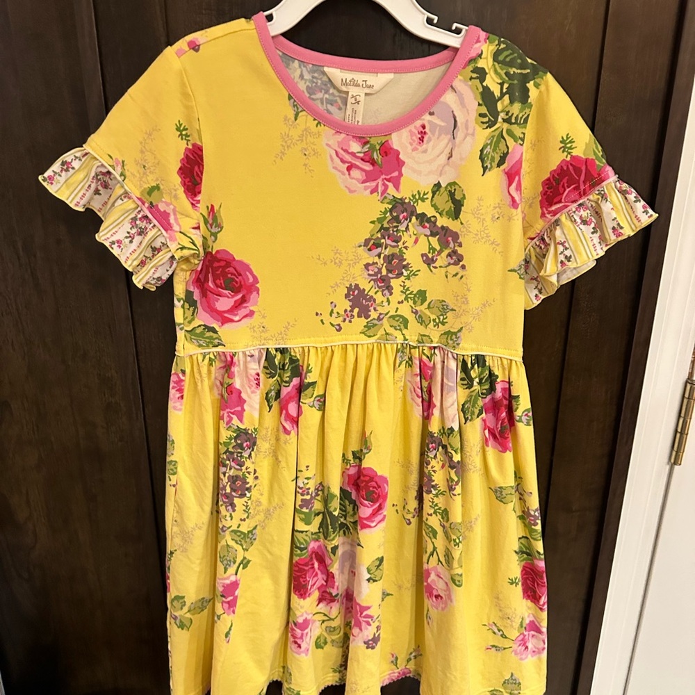 Matilda Jane Yellow Floral Kids Dress Sz 8